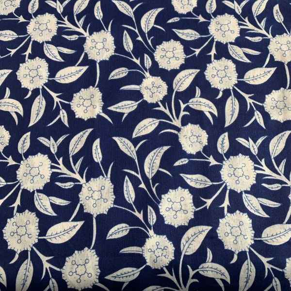 Tajma002 Taj Mahal Indigo Cotton Dressmaking Fabric