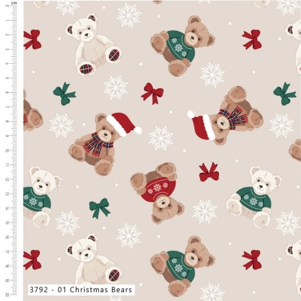 3792-01 Christmas Bears, Christmas Toybox by Craft Cotton Co.