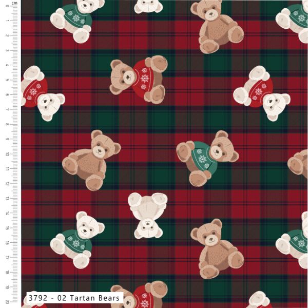 3792-02 Tartan Bears, Christmas Toybox by Craft Cotton Co.