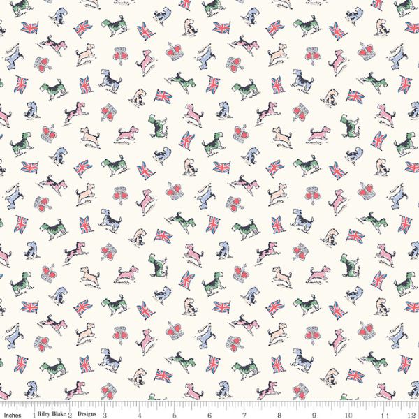 C18996-Cream Dogs, From London With Love by Cath Kidston, Riley Blake