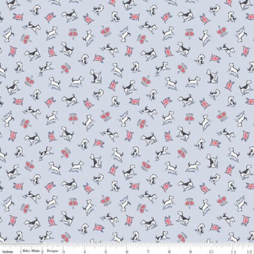 C18996-LTBlue Dogs, From London With Love by Cath Kidston, Riley Blake