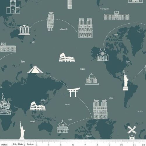 C9797 My Heritage Map Teal by Riley Blake Designs