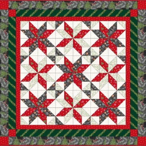Christmas in Bluebell Wood Throw 3 Quilt Kit, Christmas in Bluebell Wood by Lewis & Irene