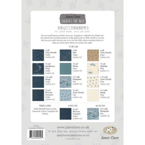 JC159 Sailing the Blue Quilt Pattern by Janet Clare