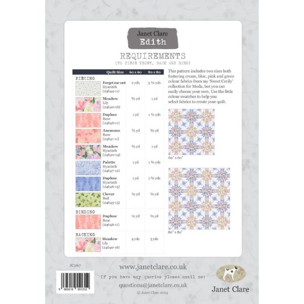 JC267 Edith Quilt Pattern by Janet Clare