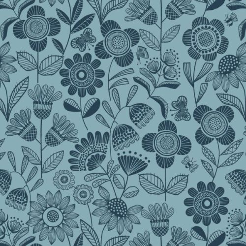 L29B Jaynie Flowers on Blue, Jaynie by Lewis & Irene