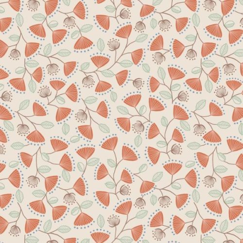 L31A Terracotta Blooms on Dark Cream, Jaynie by Lewis & Irene