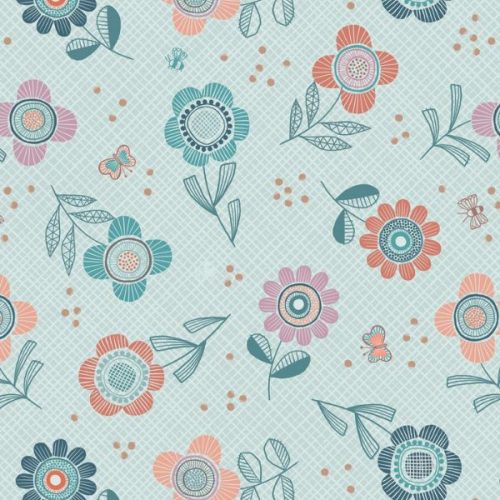 L32B Flower Dash on Duck Egg, Jaynie by Lewis & Irene