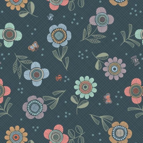 L32C Flower Dash on Charcoal, Jaynie by Lewis & Irene