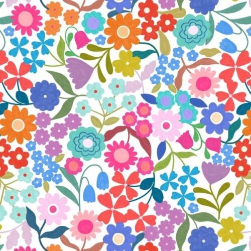 L34A Joyful Flowers on Cream, Patchwork Joy by Lewis & Irene