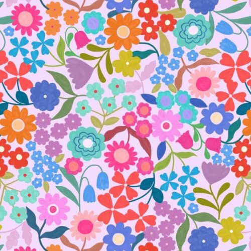 L34B Joyful Flowers on Lilac, Patchwork Joy by Lewis & Irene