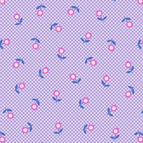 L36C Lavender Micro Gingham Flowers, Patchwork Joy by Lewis & Irene
