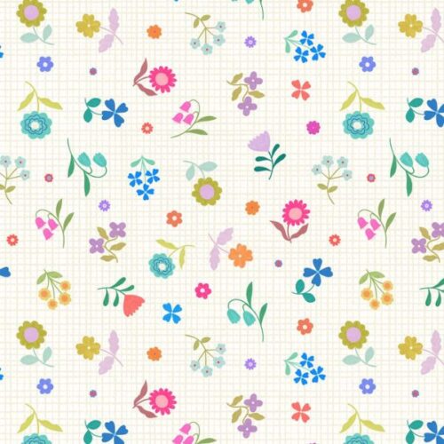 L39A Cream Flower Grid, Patchwork Joy by Lewis & Irene