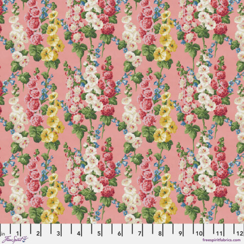 PWSA022.Pink Hollyhocks, Art of the Garden by Sanderson