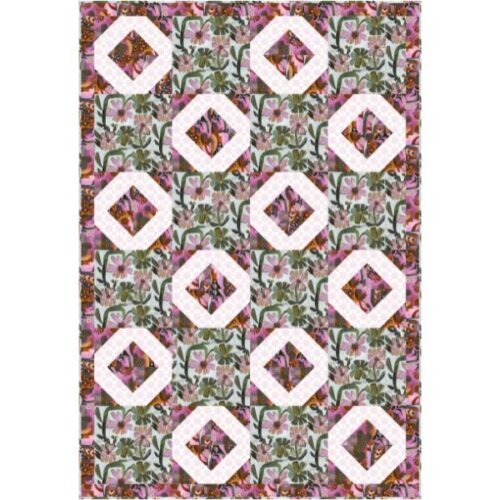 Shoreline Throws Pink Quilt Kit, Botanica by Estè MacLeod
