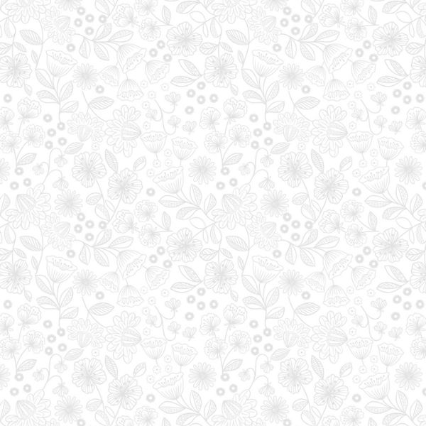 TT35A White on White Floral Garden, Tiny Tonals by Lewis & Irene