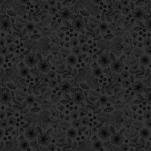 TT35D Black on Black Floral Garden, Tiny Tonals by Lewis & Irene