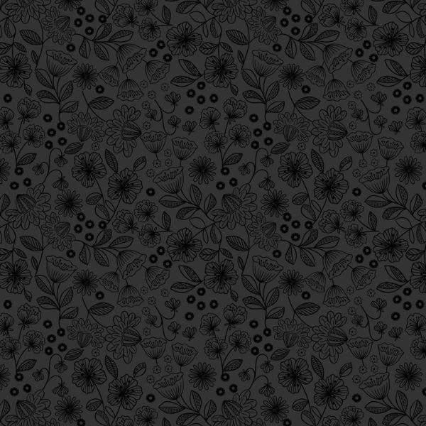 TT35D Black on Black Floral Garden, Tiny Tonals by Lewis & Irene