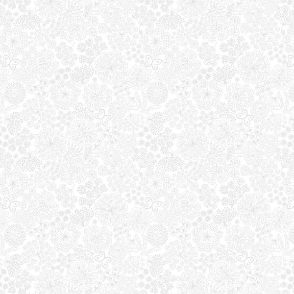 TT36A White on White Butterfly Floral, Tiny Tonals by Lewis & Irene
