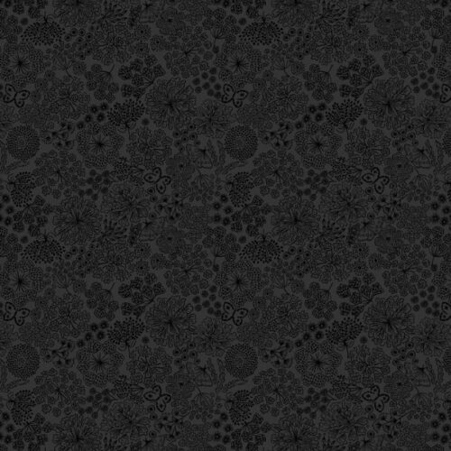 TT36D Black on Black Butterfly Floral, Tiny Tonals by Lewis & Irene