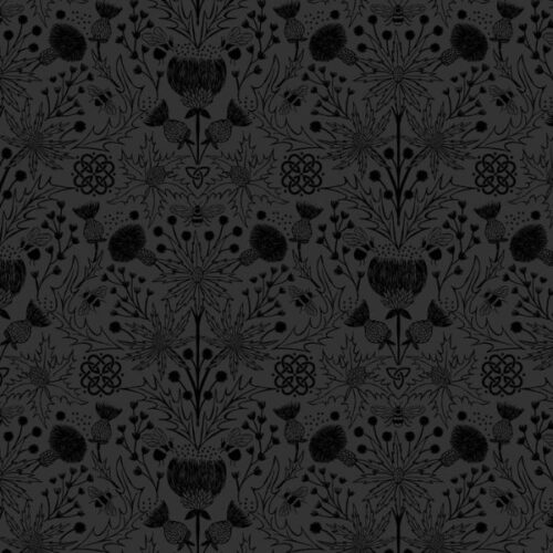 TT37D Black on Black Celtic Thistles, Tiny Tonals by Lewis & Irene