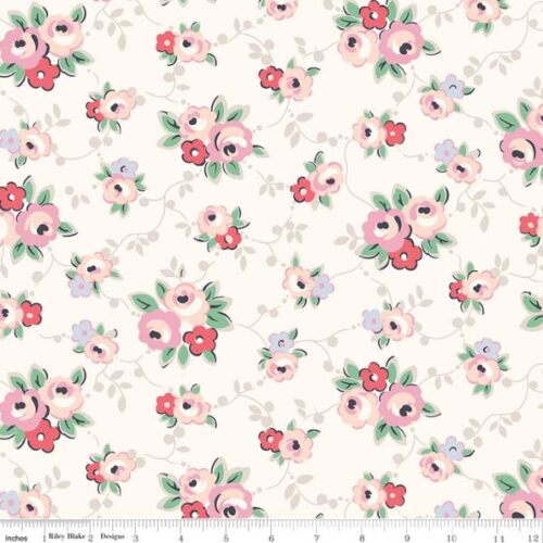 WB18997-Cream Lattice Floral Extra-Wide Backing, From London With Love by Cath Kidston (approx. 108 wide)