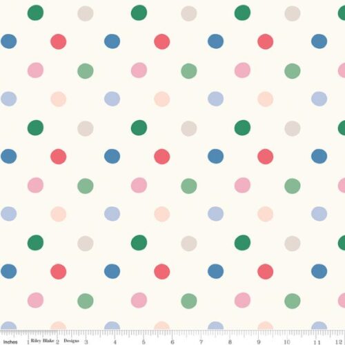 WB18998-Multi Button Dots Extra-Wide Backing, From London With Love by Cath Kidston (approx. 108 wide)
