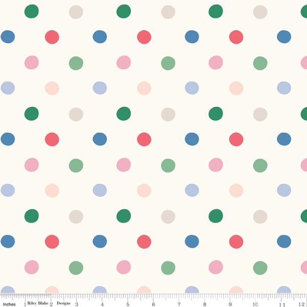 WB18998-Multi Button Dots Extra-Wide Backing, From London With Love by Cath Kidston (approx. 108 wide)