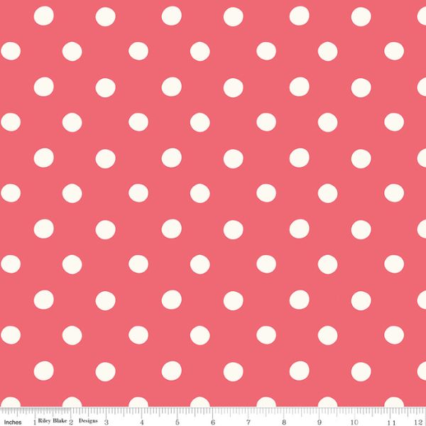 WB18998-Red Button Dots Extra-Wide Backing, From London With Love by Cath Kidston (approx. 108 wide)