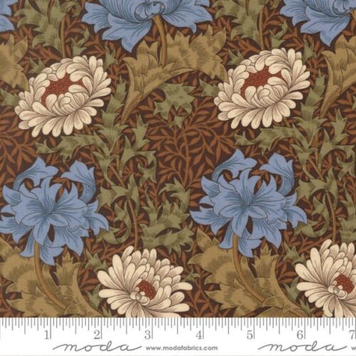 13390 17 Chrysanthemum Florals Chocolate, Morris Melody by Barbara Brackman