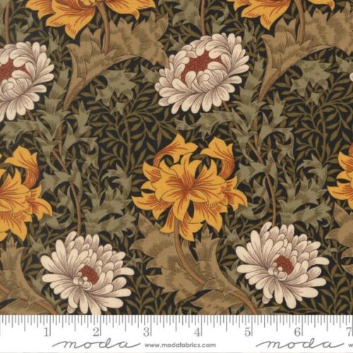 13390 18 Chrysanthemum Florals Ebony, Morris Melody by Barbara Brackman