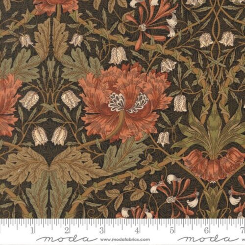 13391 16 Honeysuckle Florals Ebony, Morris Melody by Barbara Brackman