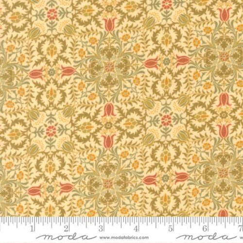 13396 11 Borage Damask Parchment, Morris Melody by Barbara Brackman