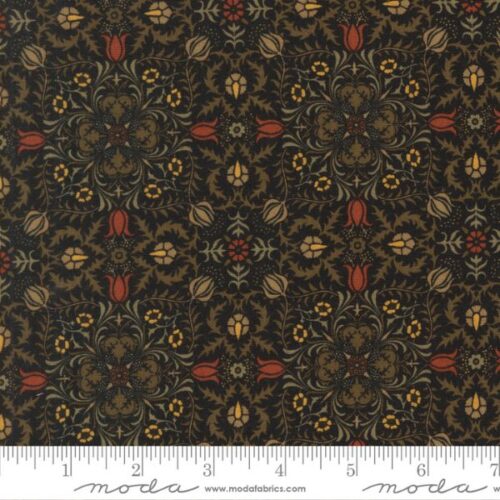 13396 15 Borage Damask Ebony, Morris Melody by Barbara Brackman