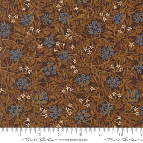 13397 13 Jasmine Florals Chocolate, Morris Melody by Barbara Brackman