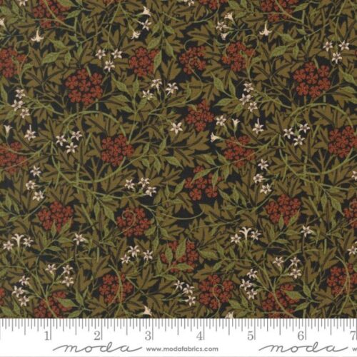 13397 14 Jasmine Florals Ebony, Morris Melody by Barbara Brackman