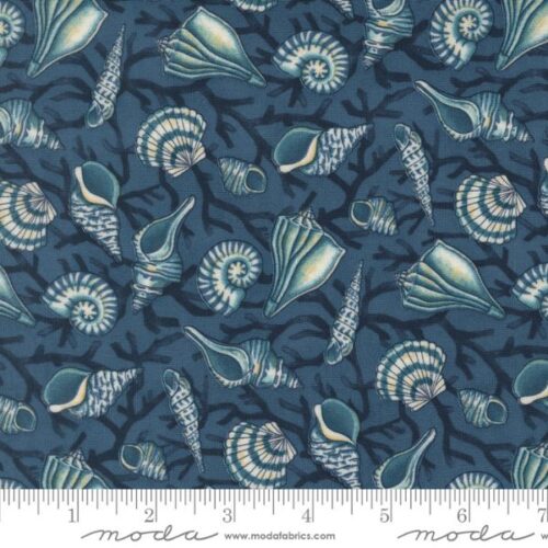 56202 17 Tossed Seashells Ocean Blue, Seaside by Deb Strain