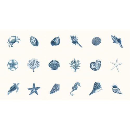56210 11 Coastal Block White Panel, Seaside by Deb Strain