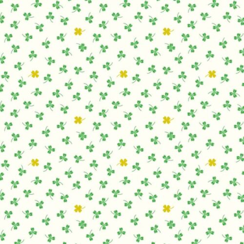 L45A Lucky Clovers on Cream (with gold metallic), Fields of Clover by Lewis & Irene