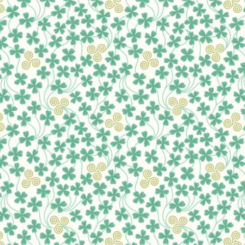 L46A Clover and triskele on cream (with gold metallic), Fields of Clover by Lewis & Irene