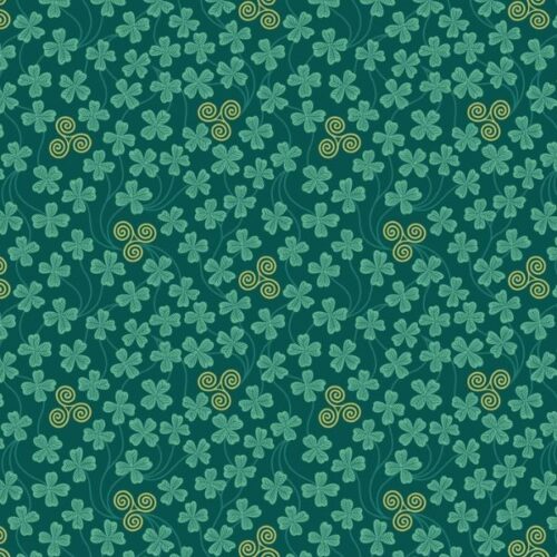 L46C Clover and triskele on emerald (with gold metallic), Fields of Clover by Lewis & Irene
