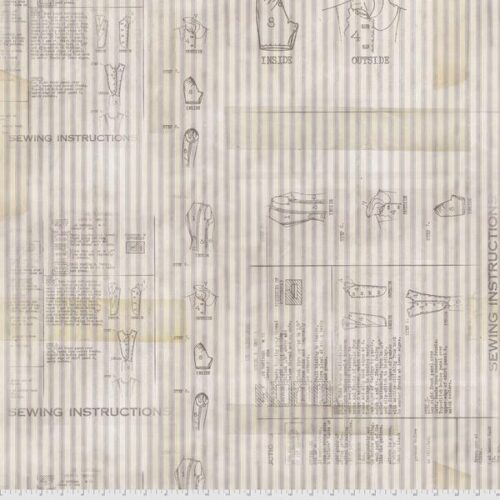 PWTH110.Linen Sewing Instructions, Monochrome by Tim Holtz