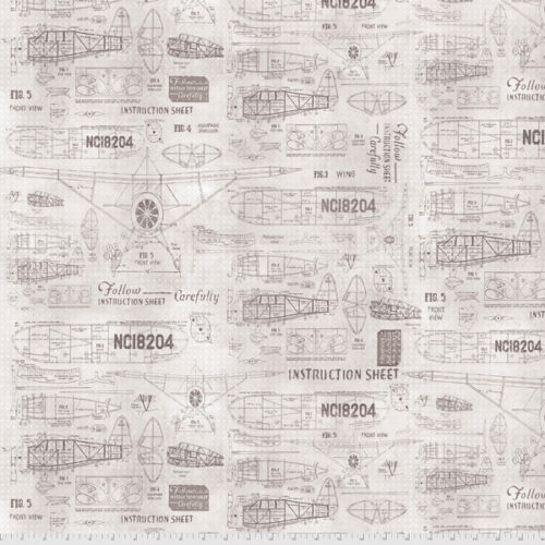 PWTH174.Parchment Model Airplanes, Monochrome by Tim Holtz