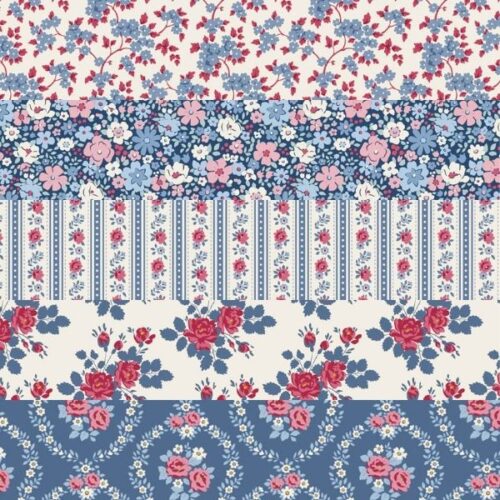 Village Life Blue Fat Quarter Pack (5 pieces) by Tilda (Cut in House)