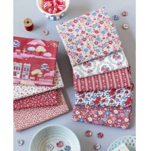 Village Life Burgundy Fat Quarter Pack (5 pieces) by Tilda (Cut in House)