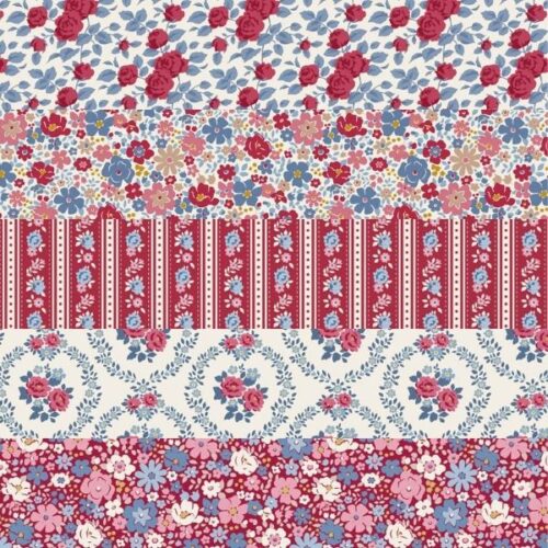 Village Life Burgundy Fat Quarter Pack (5 pieces) by Tilda (Cut in House)