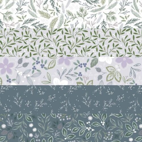 Winter's Garden Fat Quarter Pack Silver (5 pieces) by Cassandra Connolly (Cut in House)