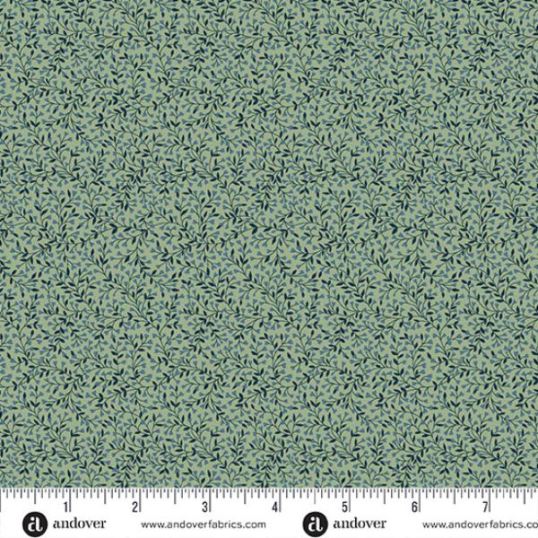 266-G Vine Green, Wildwood by Makower features a beautifully intricate vine print on a soft green background.