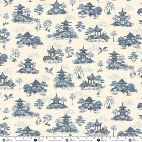 278-Q Sanctuary Cream, Indigo by Makower