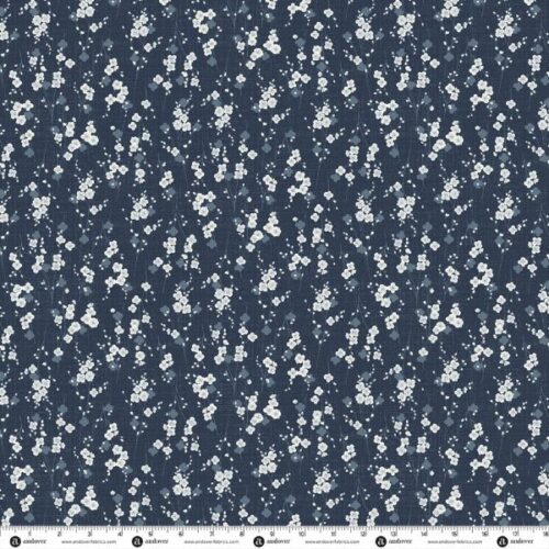 281-B8 Blossom Dark Blue, Indigo by Makower